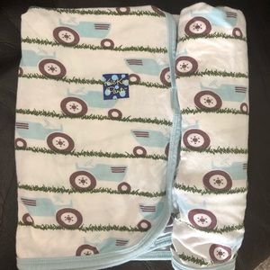 - KICKEE PANTS viscose bamboo TRACTOR AND GRASS BAMBOO SWADDLE rare🚜